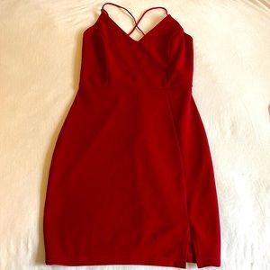 Red dress with cross cross back
